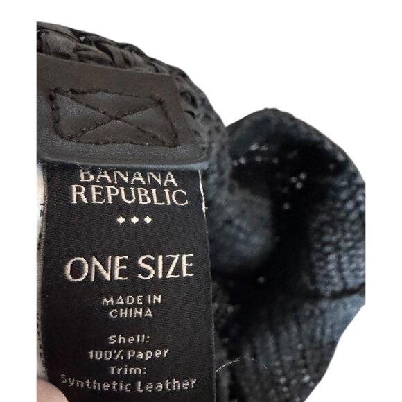 Banana Republic Factory Modern Straw Tote Bag Black Woven Handbag Paper - Picture 5 of 7